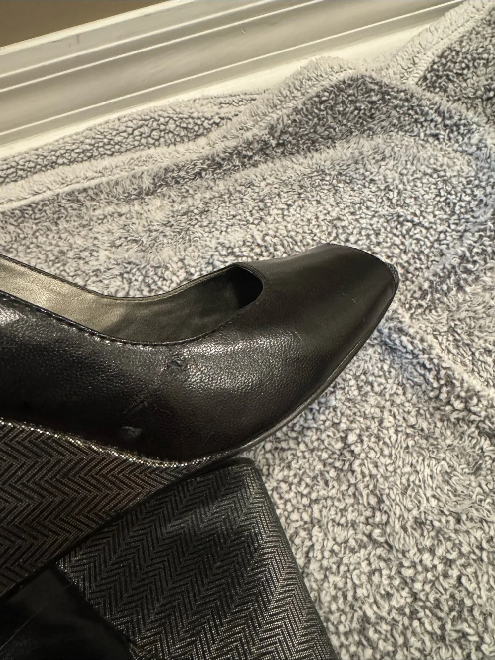 Anne Klein Black Peep-Toe Slingback Wedges